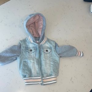 12 mo jean sweatshirt jacket with detachable hood nwt
